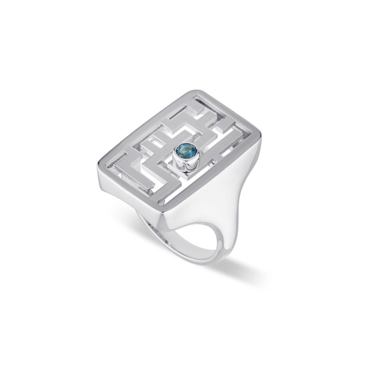 A-Maze-Ring - Sterling Silver / London Blue Quartz