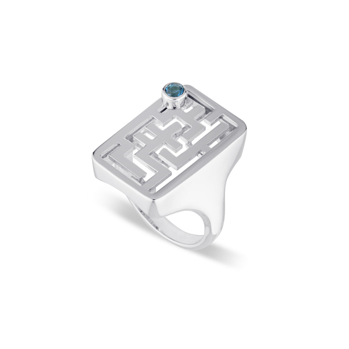 A-Maze-Ring - Sterling Silver / London Blue Quartz