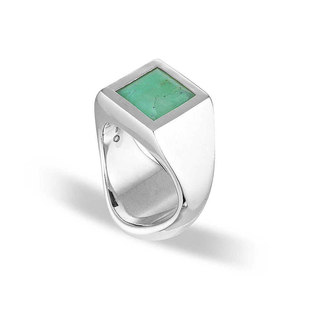 Australian Natural Gemstone Signet Ring - Chrysoprase