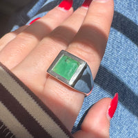 Australian Natural Gemstone Signet Ring - Chrysoprase