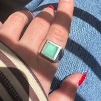 Australian Natural Gemstone Signet Ring - Chrysoprase