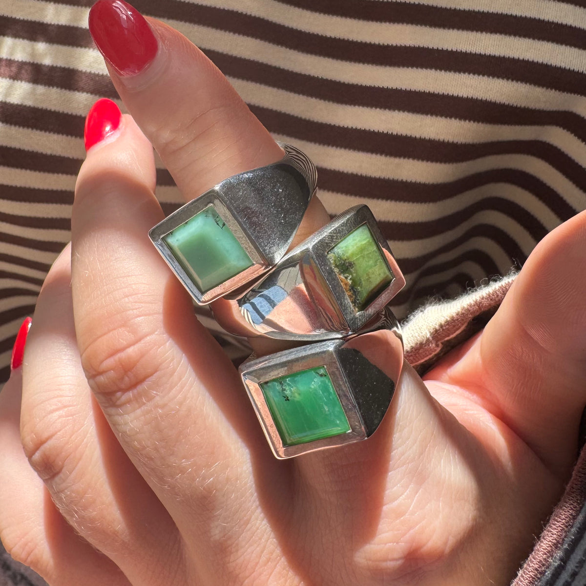 Australian Natural Gemstone Signet Ring - Chrysoprase