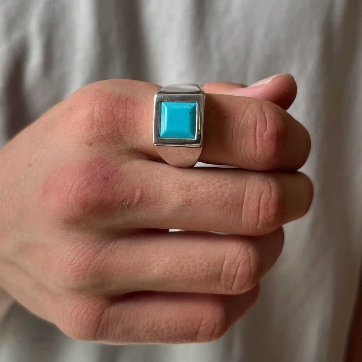 Australian Natural Gemstone Signet Ring - Turquoise