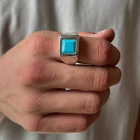 Australian Natural Gemstone Signet Ring - Turquoise