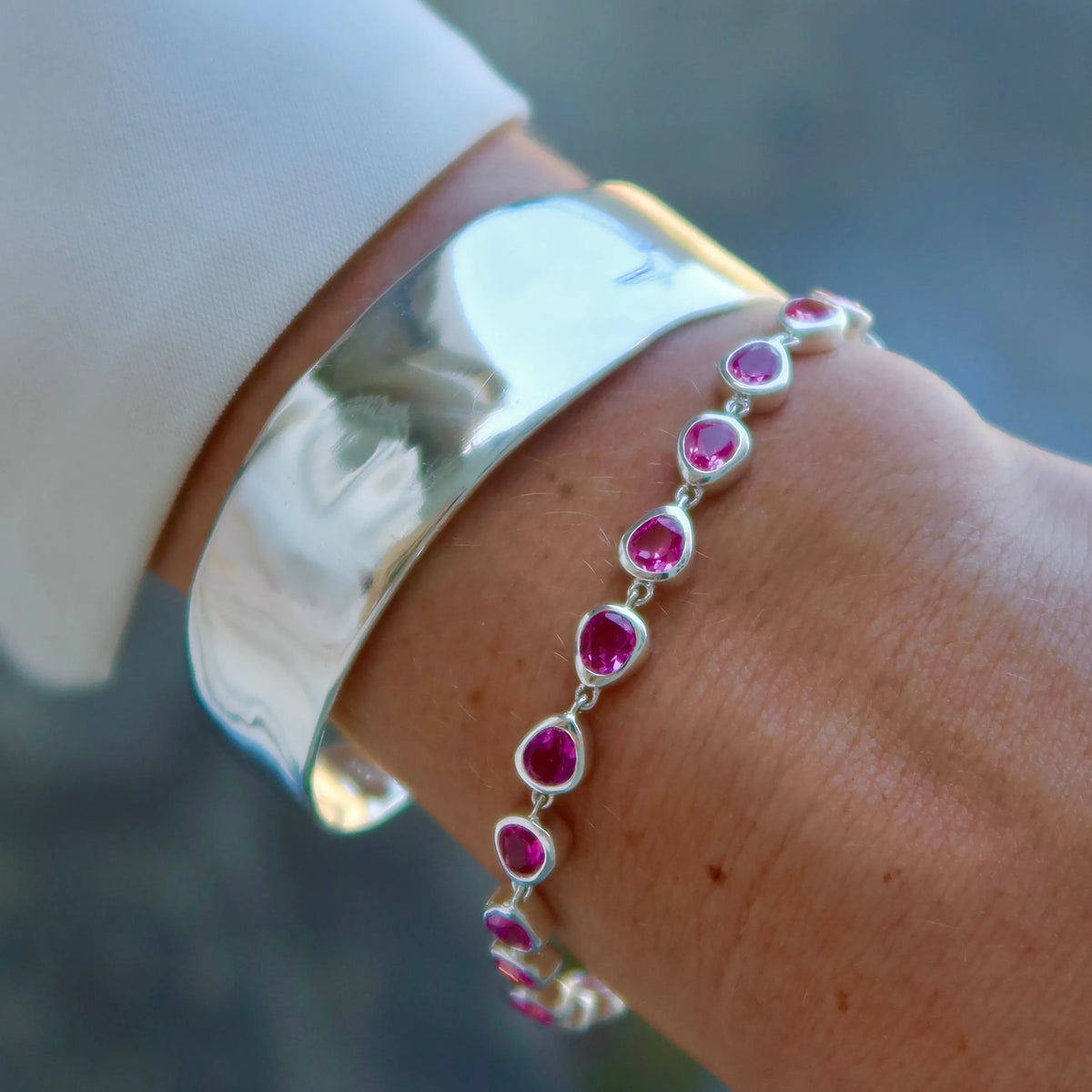 Cascade Tennis Bracelet | Fuchsia