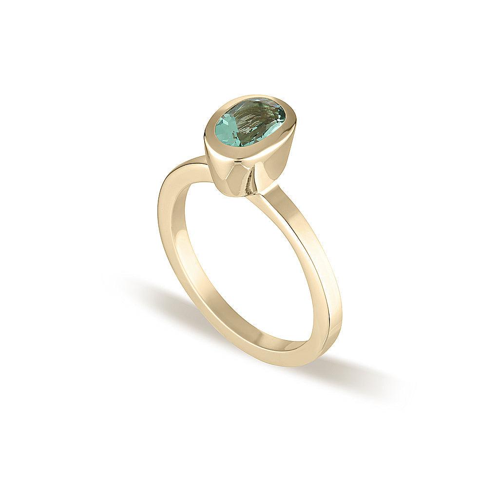 Celebration Stacker Ring Gold -Small Oval - Green Amethyst