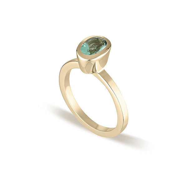 Celebration Stacker Ring Gold -Small Oval - Green Amethyst