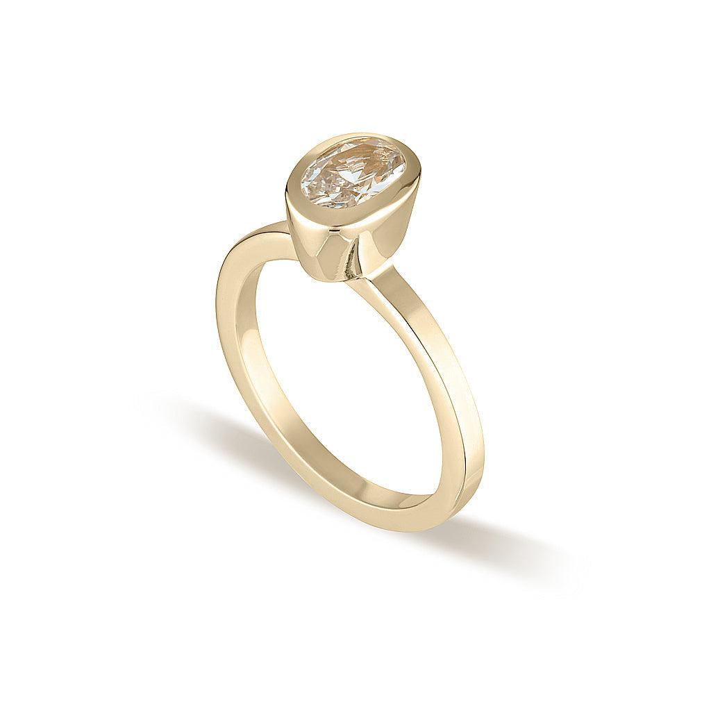 Celebration Stacker Ring Gold - Small Oval - White Sapphire