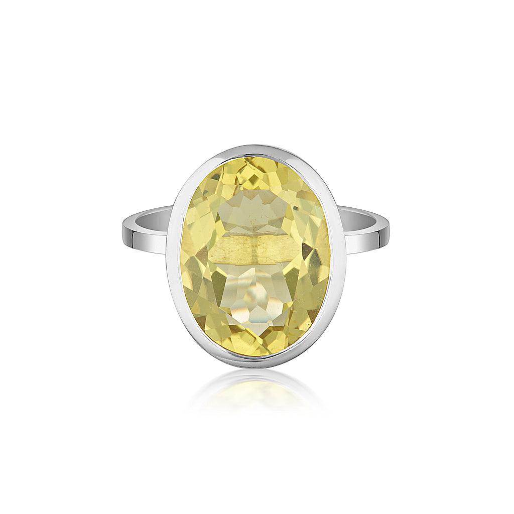 Celebration Stacker Ring - Large Oval - Lemon Quartz