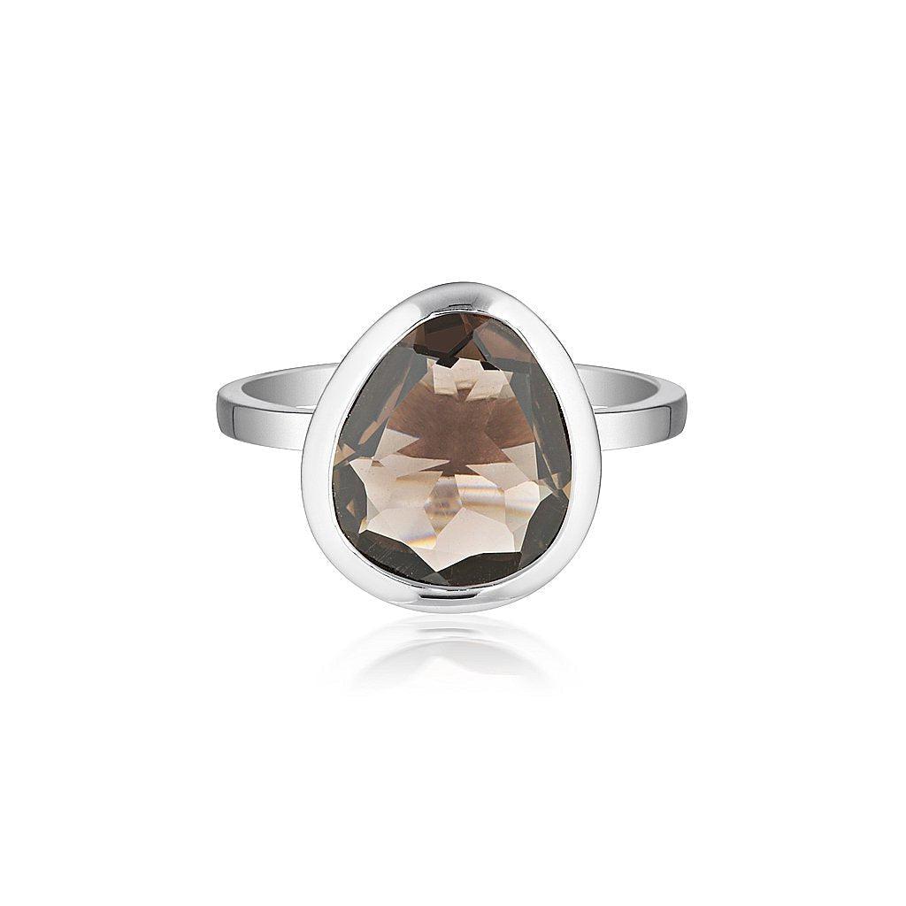 Celebration Stacker Ring - Large Tri-Cut - Smoky Quartz