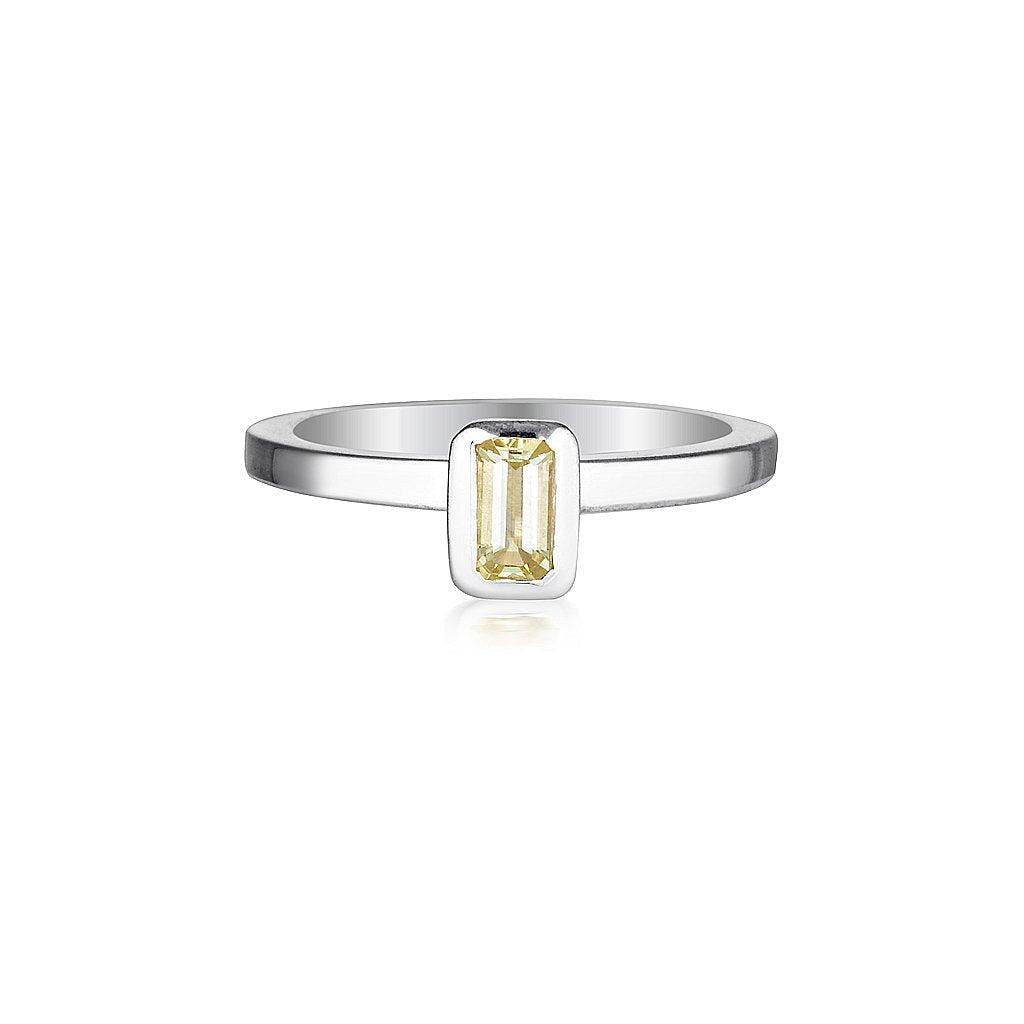 Celebration Stacker Ring - Small Emerald Cut Rectangle - Lemon Quartz