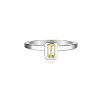 Celebration Stacker Ring - Small Emerald Cut Rectangle - Lemon Quartz