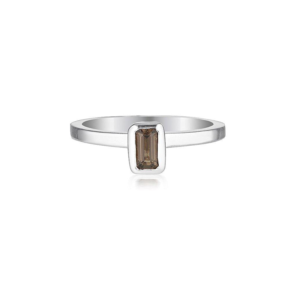 Celebration Stacker Ring - Small Emerald Cut Rectangle - Smoky Quartz