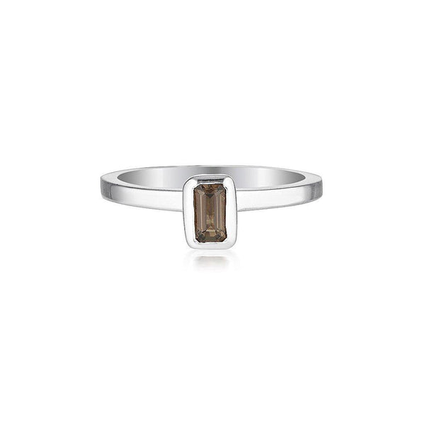 Celebration Stacker Ring - Small Emerald Cut Rectangle - Smoky Quartz