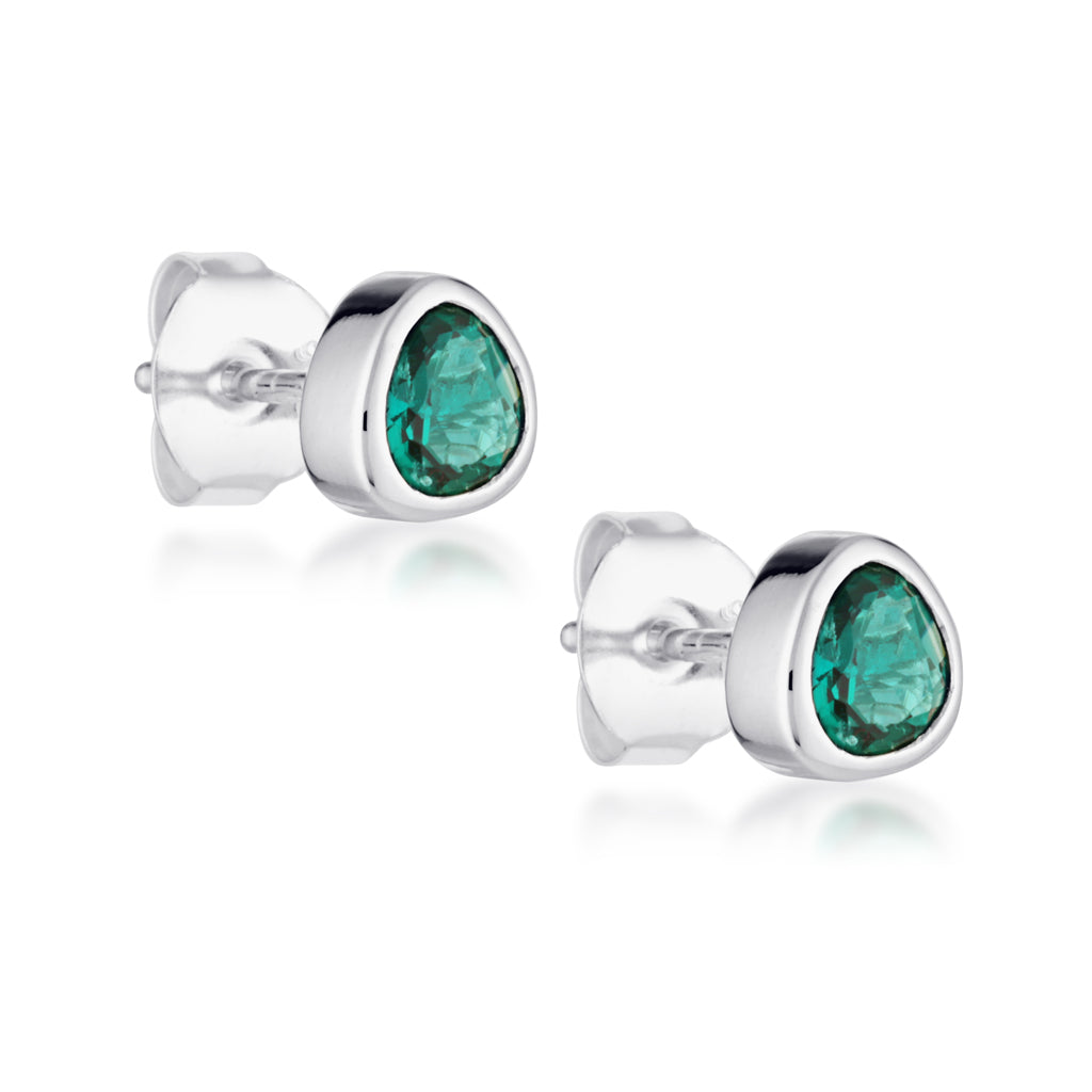 Celebration Stud Earrings - Sterling Silver | Emerald