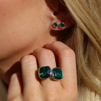 Celebration Stud Earrings - Sterling Silver | Emerald