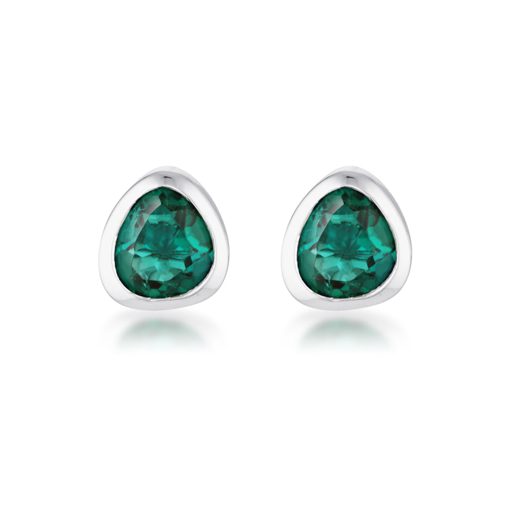 Celebration Stud Earrings - Sterling Silver | Emerald