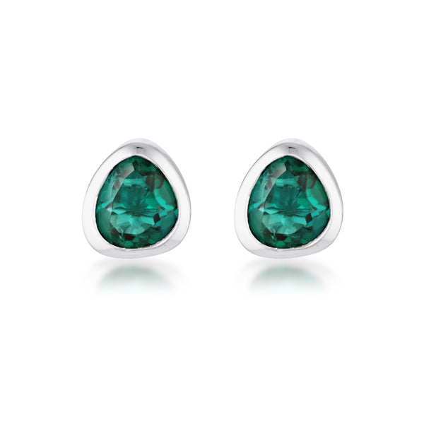 Celebration Stud Earrings - Sterling Silver | Emerald