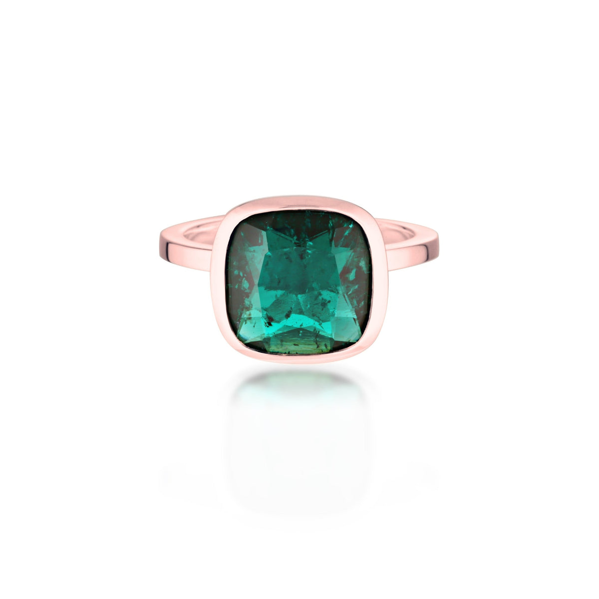 Cushion Cut Stacker Ring - 9ct Rose Gold | Emerald