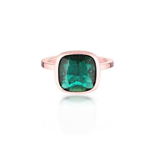 Cushion Cut Stacker Ring - 9ct Rose Gold | Emerald