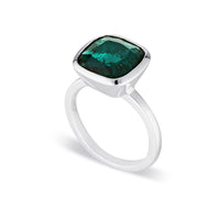 Cushion Cut Stacker Ring - Sterling Silver | Emerald