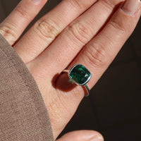 Cushion Cut Stacker Ring - Sterling Silver | Emerald