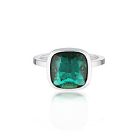 Cushion Cut Stacker Ring - Sterling Silver | Emerald