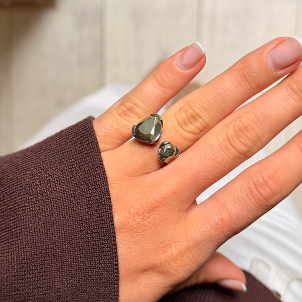 Double Duet Ring - Sterling Silver - Pyrite