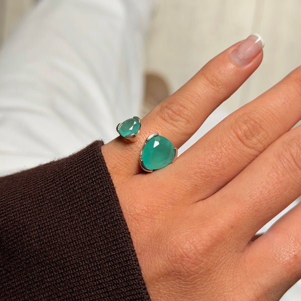 Double Duet Ring - Sterling Silver - Sea Marine