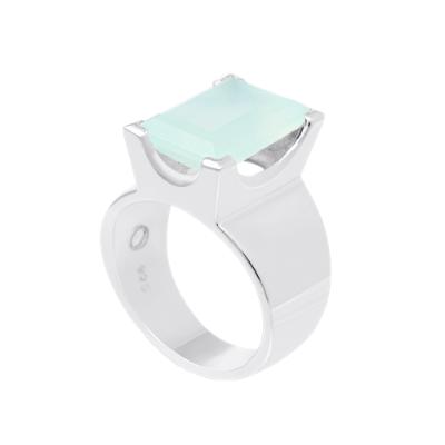 Emerald Cut Gemstone Ring - Aquamarine - Sterling Silver