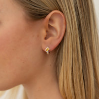 Emerald Cut Huggies Earrings | Citrine