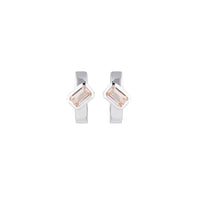 Emerald Cut Huggies Earrings | Pink Morganite