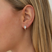 Emerald Cut Huggies Earrings | Sterling Silver | Various Gemstones