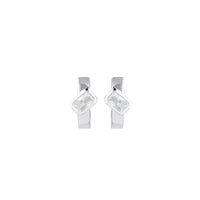Emerald Cut Huggies Earrings | White Sapphire