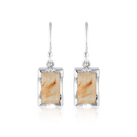 Emerald Cut Rectangle Swing Earrings - Rutilated Quartz - Sterling Silver