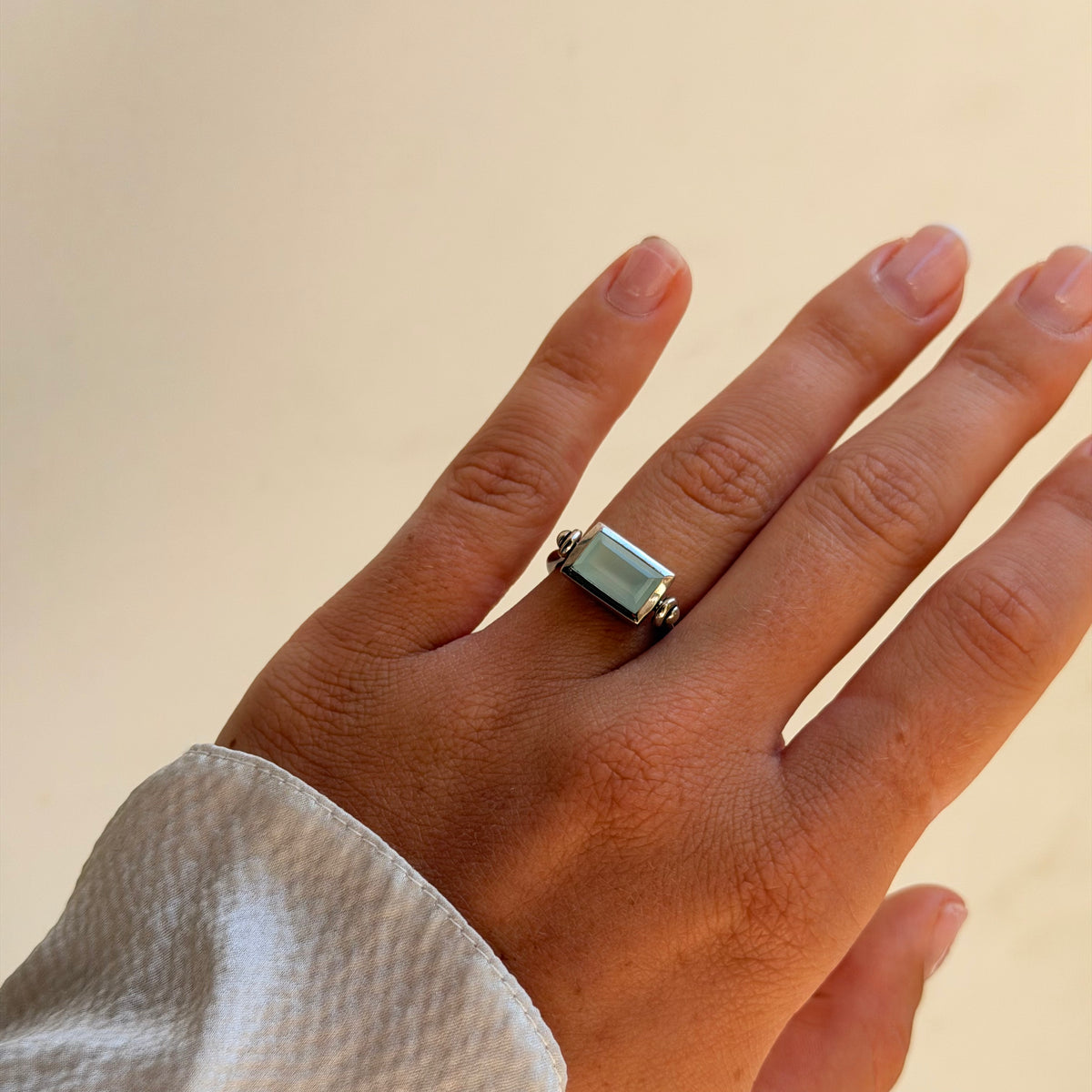 Emerald Cut Swivel Ring - Aquamarine