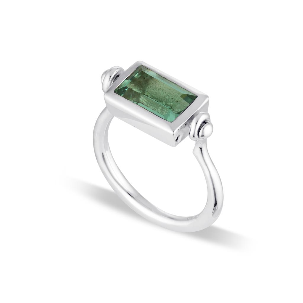 Emerald Cut Swivel Ring - Green Amethyst