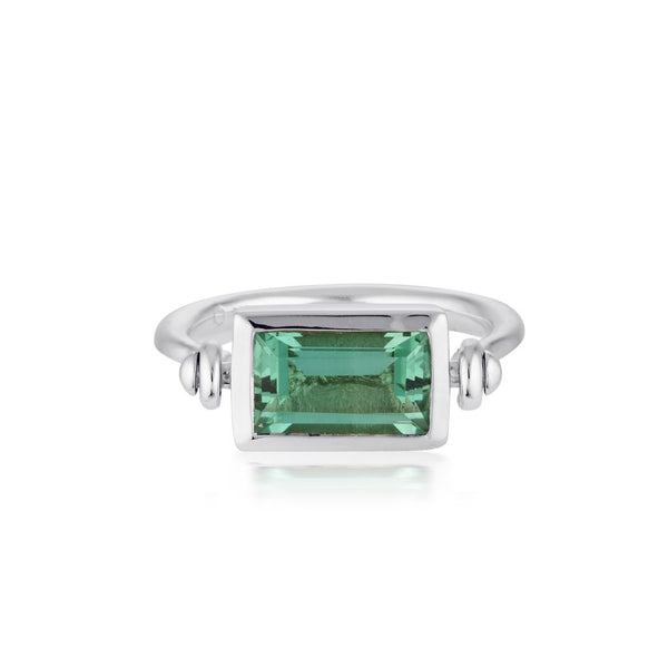 Emerald Cut Swivel Ring - Green Amethyst