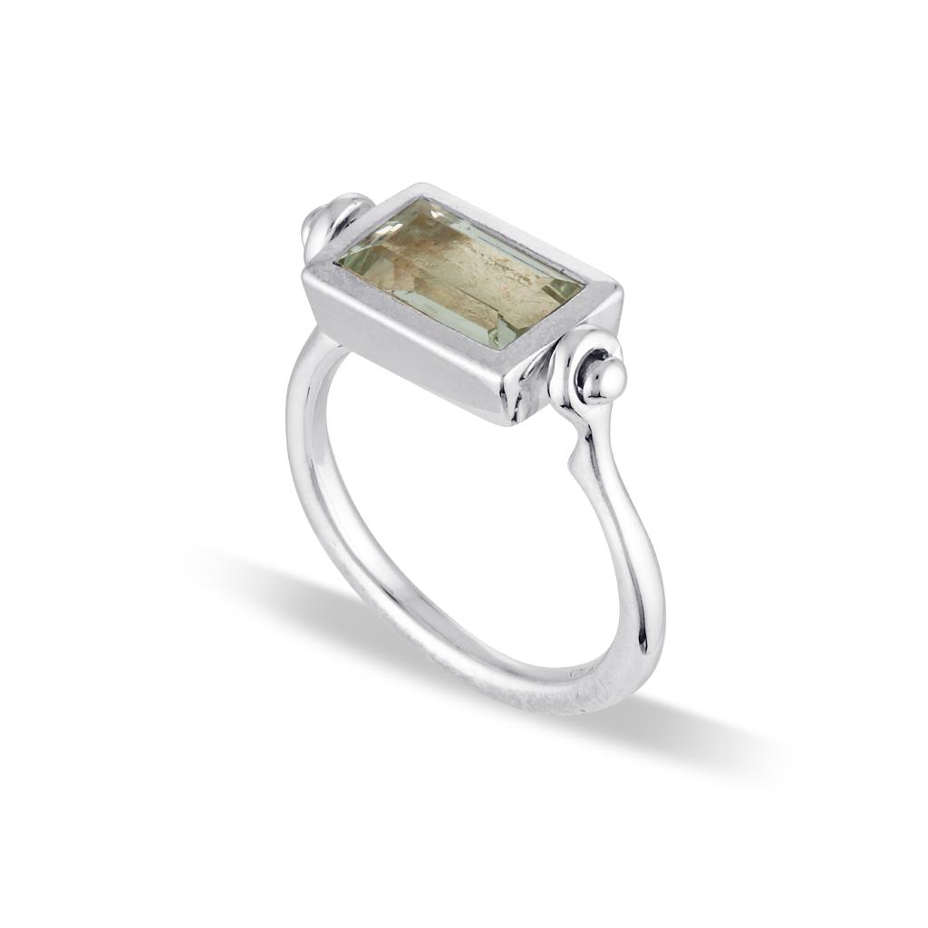 Emerald Cut Swivel Ring - Mint Champagne Amethyst