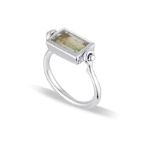 Emerald Cut Swivel Ring - Mint Champagne Amethyst
