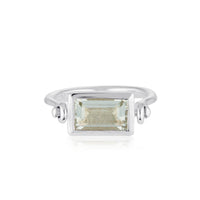 Emerald Cut Swivel Ring - Mint Champagne Amethyst