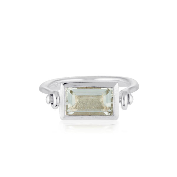 Emerald Cut Swivel Ring - Mint Champagne Amethyst