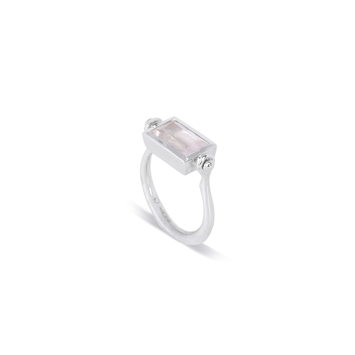 Emerald Cut Swivel Ring - Rose Quartz