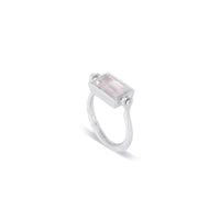 Emerald Cut Swivel Ring - Rose Quartz