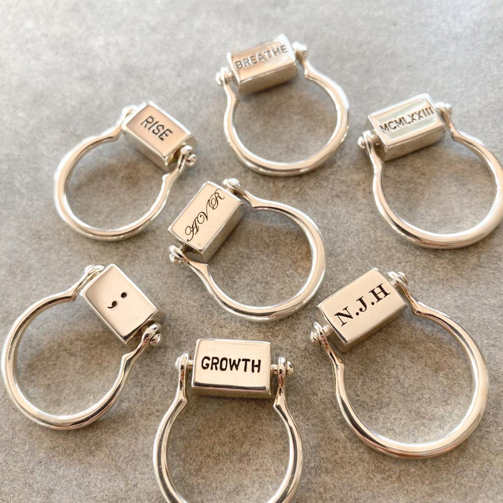 Emerald Cut Swivel Ring - Rose Quartz