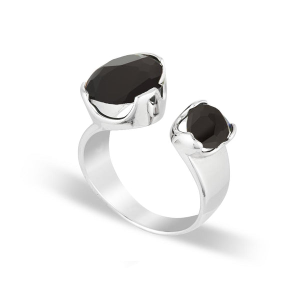 Everyday Gemstone Ring Black Agate Duet