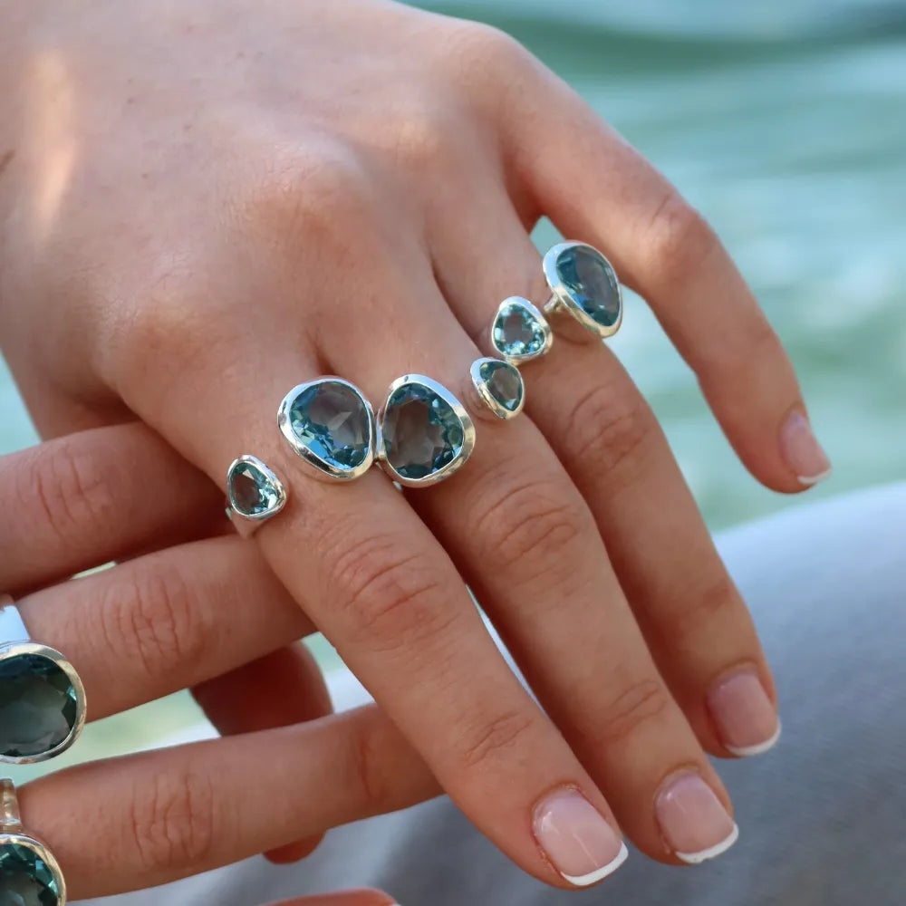 Evolution Duet Gemstone Ring | London Blue Quartz