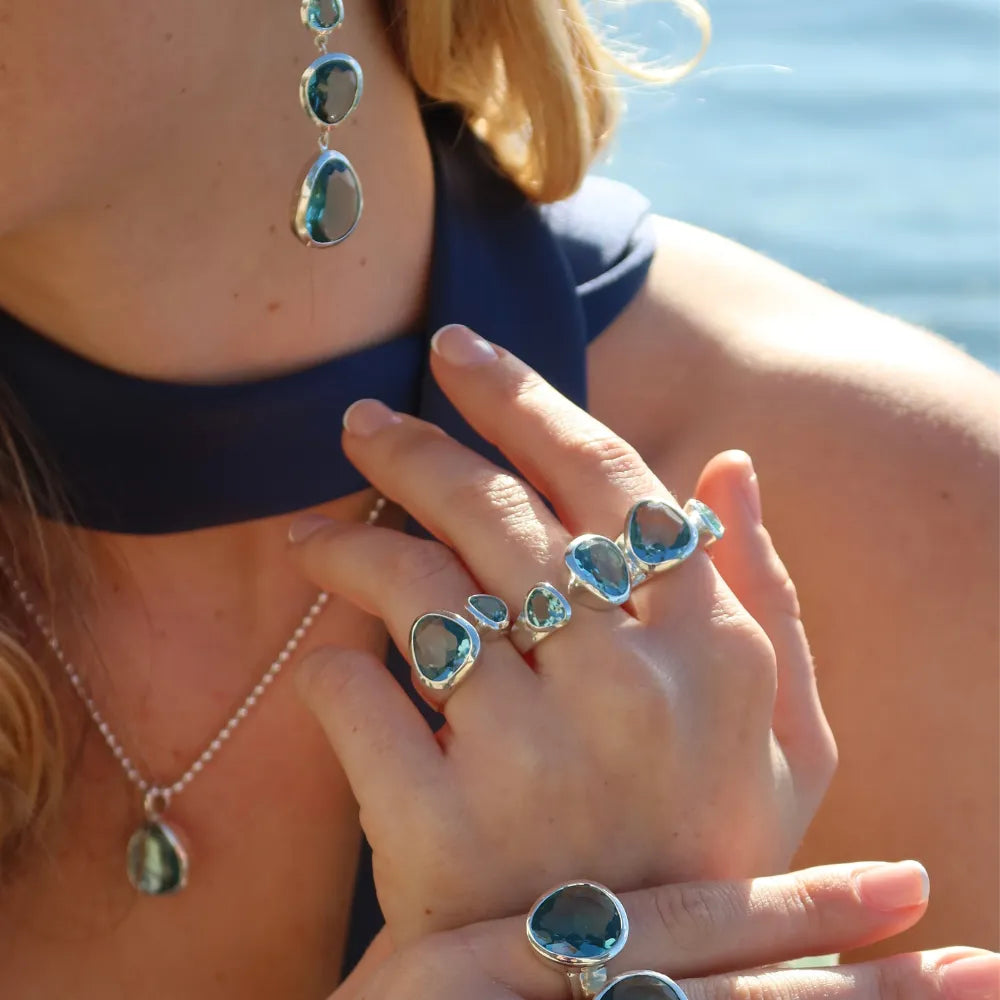 Evolution Duet Gemstone Ring | London Blue Quartz