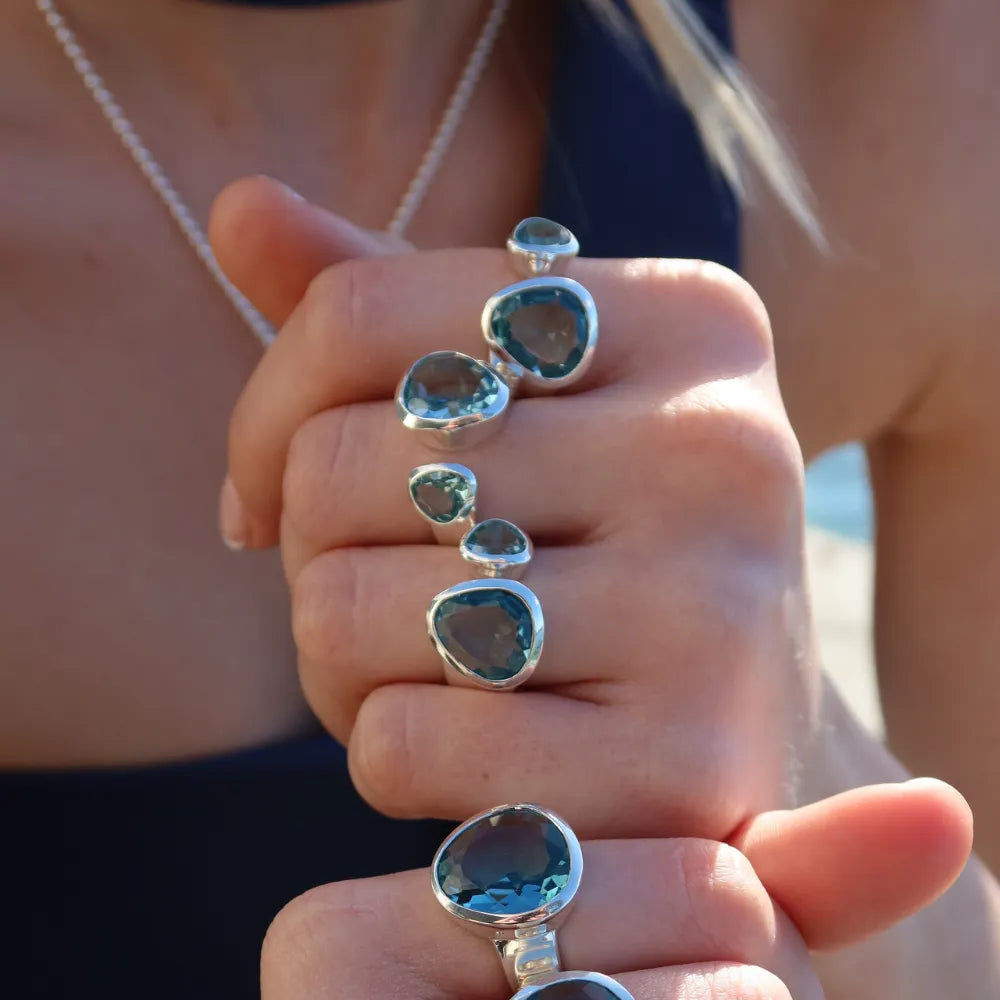 Evolution Duet Gemstone Ring | London Blue Quartz