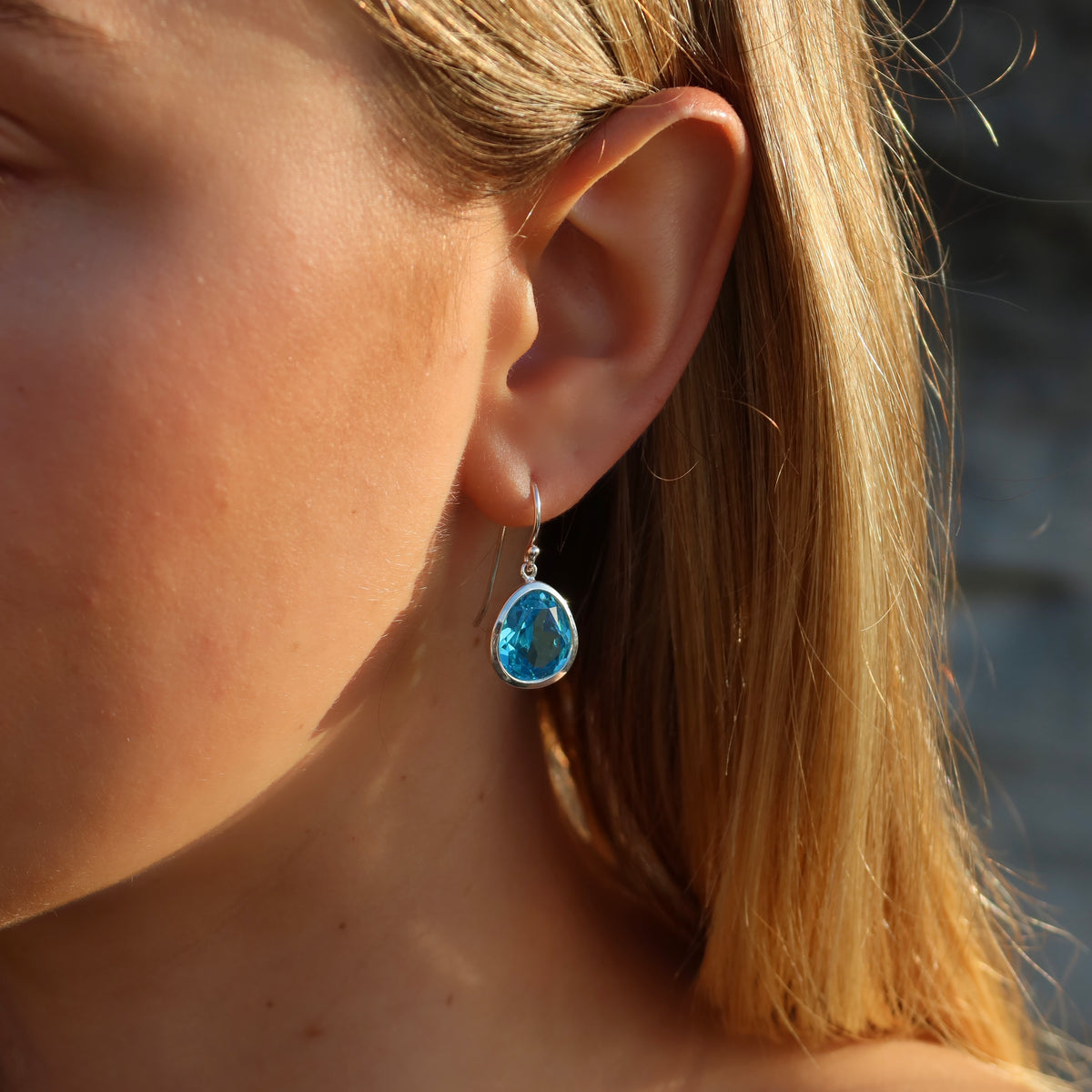 Evolution Swing Earrings - Blue Zircon